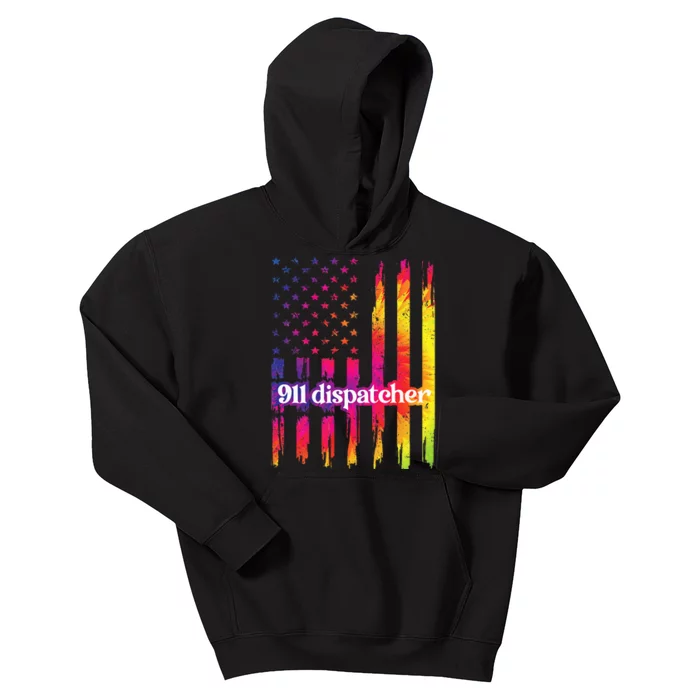 911 Dispatcher US Flag Emergency Dispatcher Kids Hoodie