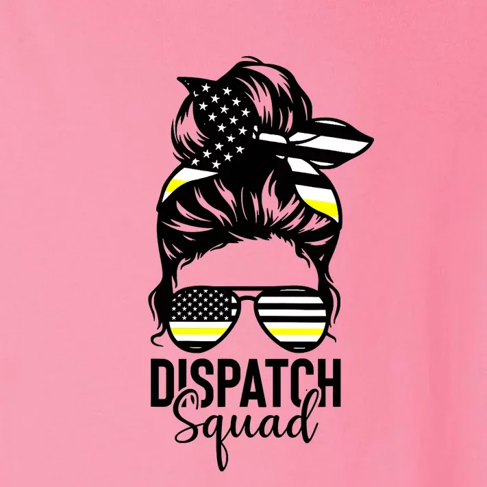 911 Dispatcher Week Dispatch Squad American Flag Messy Bun Toddler Long Sleeve Shirt