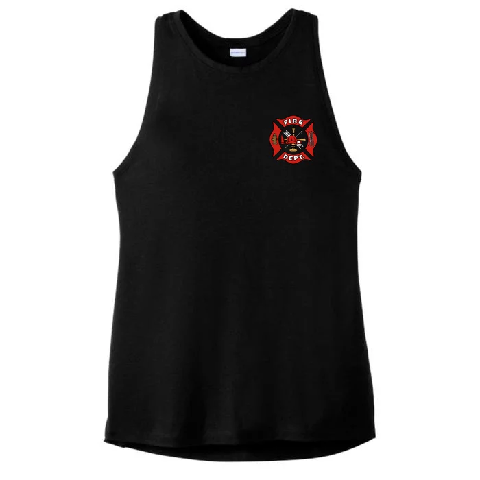 9/11 Fire Department Pocket Logo FDNY 20TH Anniversary Back & Front Ladies Tri-Blend Wicking Tank