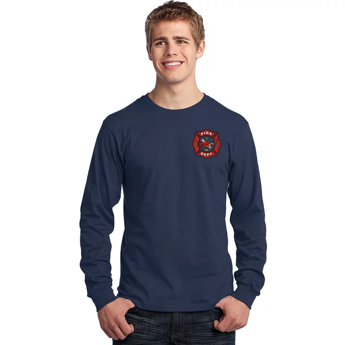 9/11 Fire Department Pocket Logo FDNY 20TH Anniversary Back & Front Long Sleeve Shirt