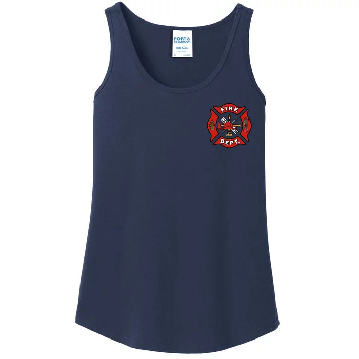 9/11 Fire Department Pocket Logo FDNY 20TH Anniversary Back & Front Ladies Essential Tank