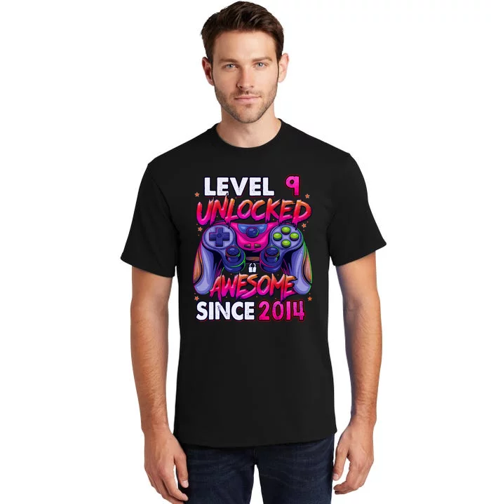 9th Gaming Birthday gift Level 9 Unlocked Awesome Video Game 2014 Birthday Tall T-Shirt