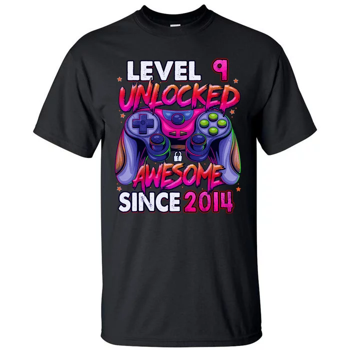 9th Gaming Birthday gift Level 9 Unlocked Awesome Video Game 2014 Birthday Tall T-Shirt