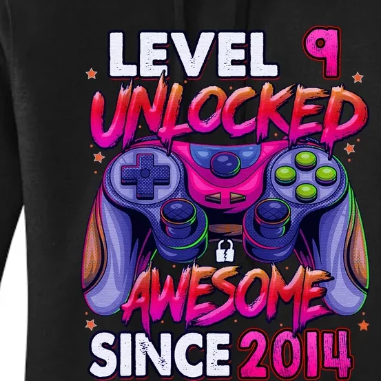 9th Gaming Birthday gift Level 9 Unlocked Awesome Video Game 2014 Birthday Women's Pullover Hoodie