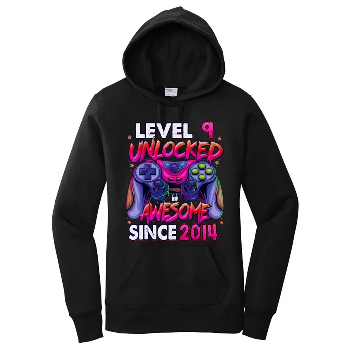 9th Gaming Birthday gift Level 9 Unlocked Awesome Video Game 2014 Birthday Women's Pullover Hoodie