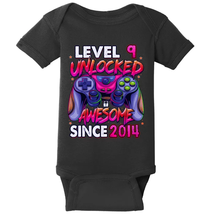 9th Gaming Birthday gift Level 9 Unlocked Awesome Video Game 2014 Birthday Baby Bodysuit