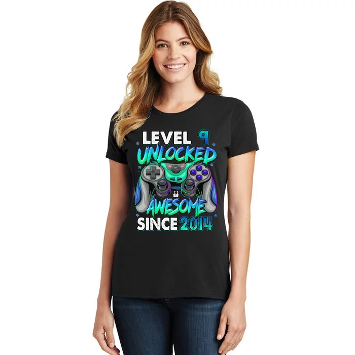 9th Gaming Birthday gift Level 9 Unlocked Awesome Video Game 2014 Birthday Women's T-Shirt