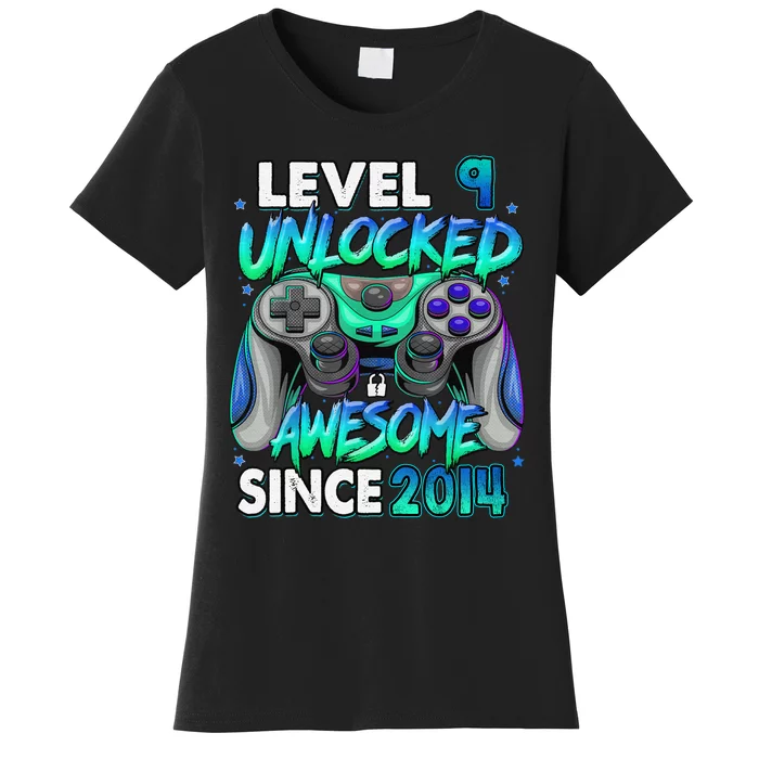 9th Gaming Birthday gift Level 9 Unlocked Awesome Video Game 2014 Birthday Women's T-Shirt