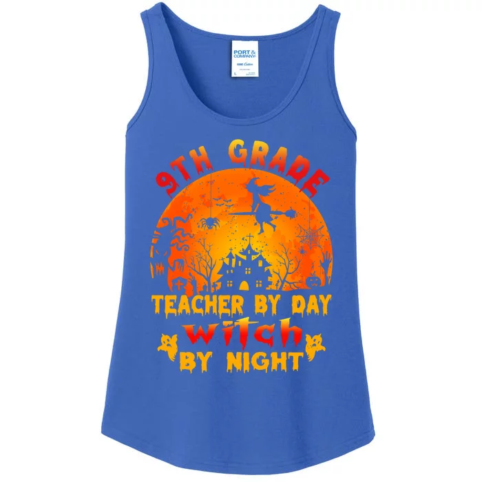 9Th Grade Teacher By Day Witch By Night Costume Halloween Gift Ladies Essential Tank