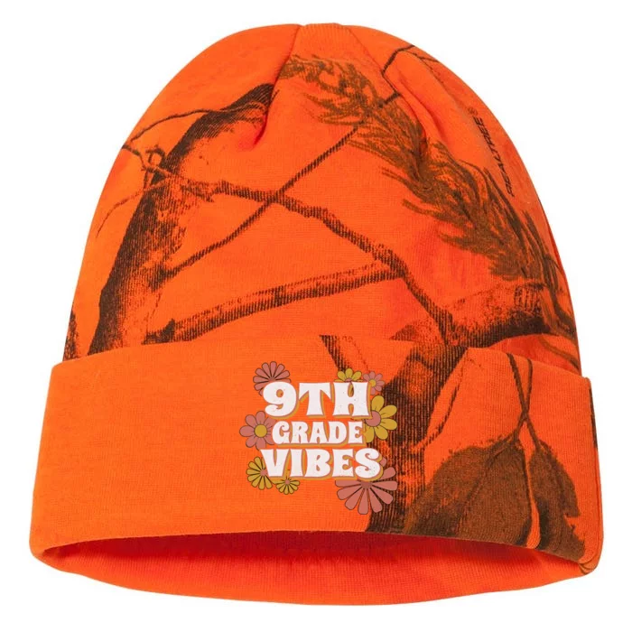 9Th Grade Vibes Gift Ninth Grade Retro Floral Teachers Gift Kati - 12in Camo Beanie