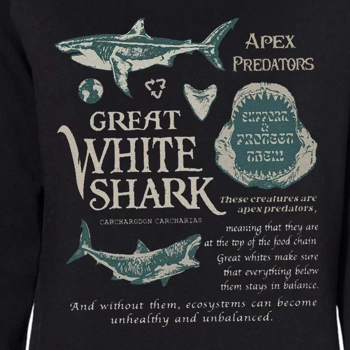 90S Great White Shark Womens California Wash Sweatshirt