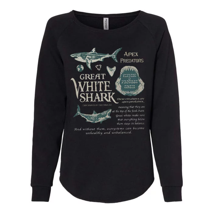 90S Great White Shark Womens California Wash Sweatshirt