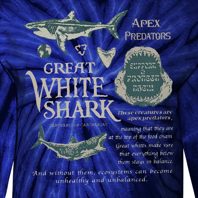 90S Great White Shark Tie-Dye Long Sleeve Shirt