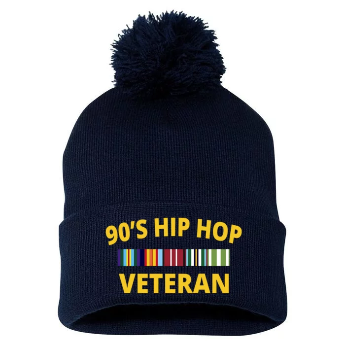 90s Hip Hop Veteran Pom Pom 12in Knit Beanie