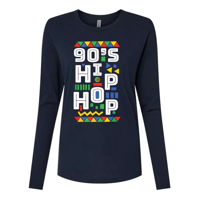 90s Hip Hop Vibes Retro Pattern Womens Cotton Relaxed Long Sleeve T-Shirt