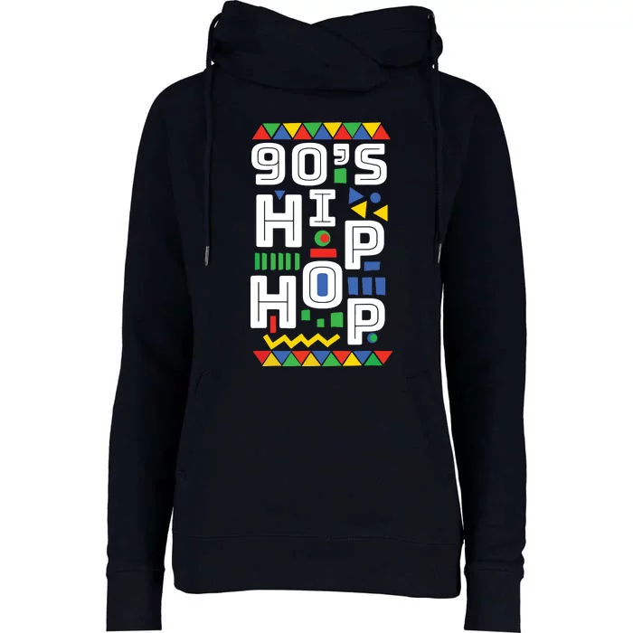 90s Hip Hop Vibes Retro Pattern Womens Funnel Neck Pullover Hood