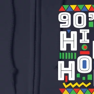 90s Hip Hop Vibes Retro Pattern Full Zip Hoodie