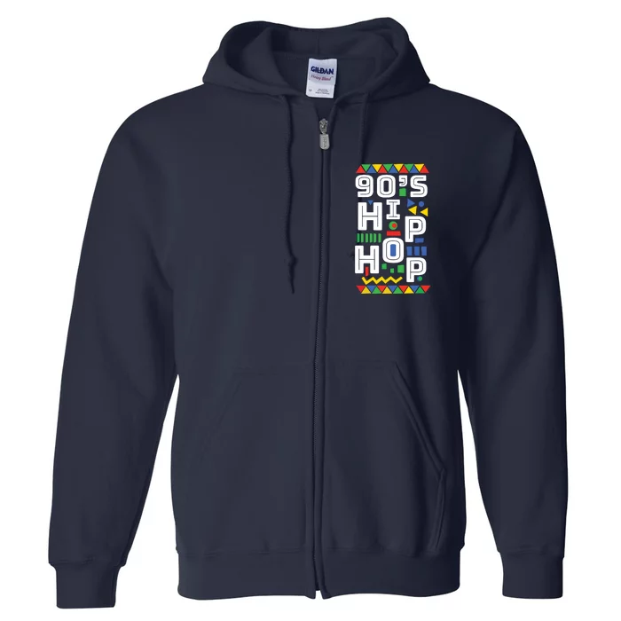 90s Hip Hop Vibes Retro Pattern Full Zip Hoodie