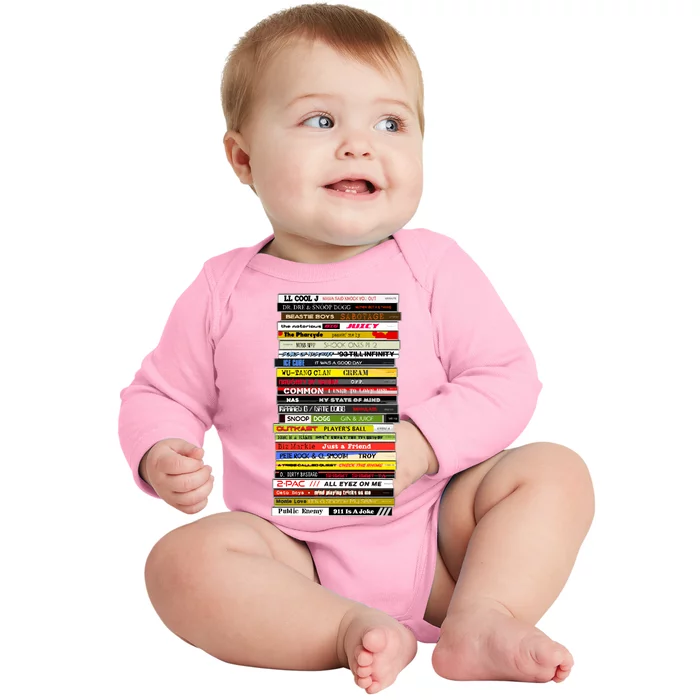 90s Hip Hop Cd Stack Baby Long Sleeve Bodysuit