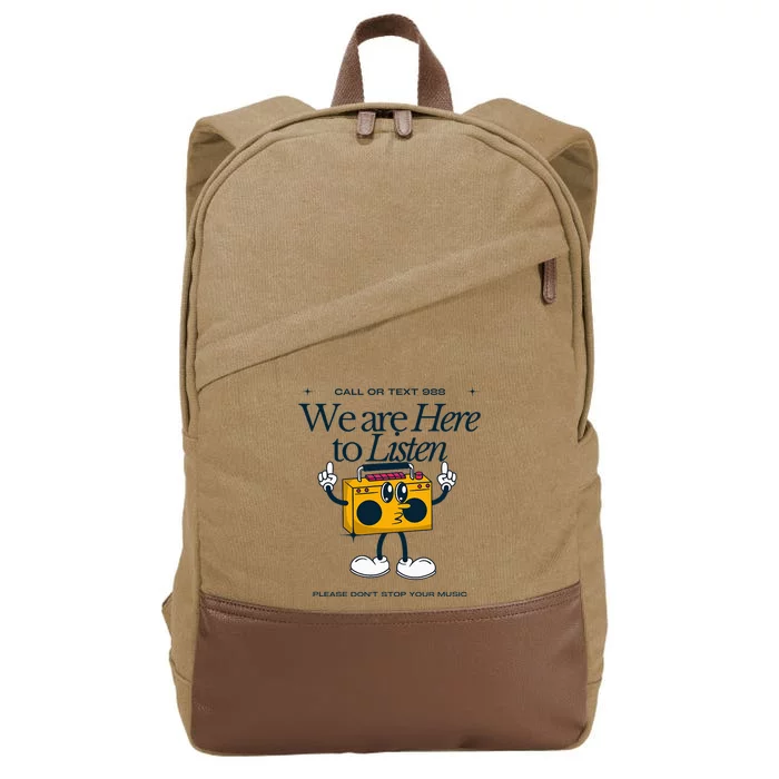 988 Here To Listen Mental Health Cotton Canvas Backpack