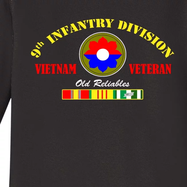 9th Infantry Division Vietnam Veteran Old Reliables Veteran Baby Long Sleeve Bodysuit