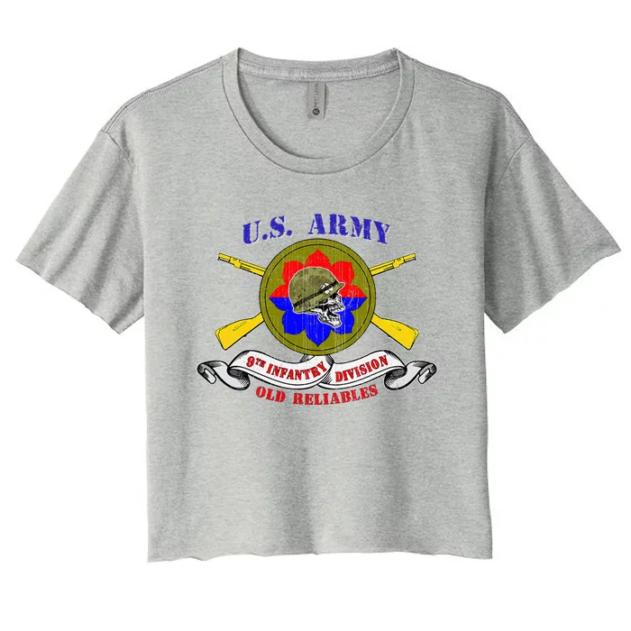 9th Infantry Division 9th Id Veteran Old Reliables Vintage Women's Crop Top Tee