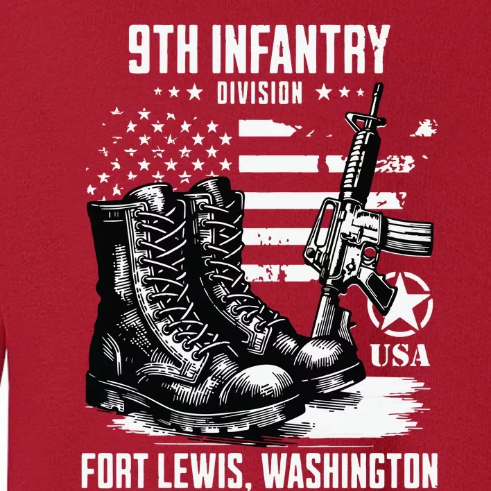 9th Infantry Division Fort Lewis Washington Military Veteran Long Sleeve Toddler Sweatshirt