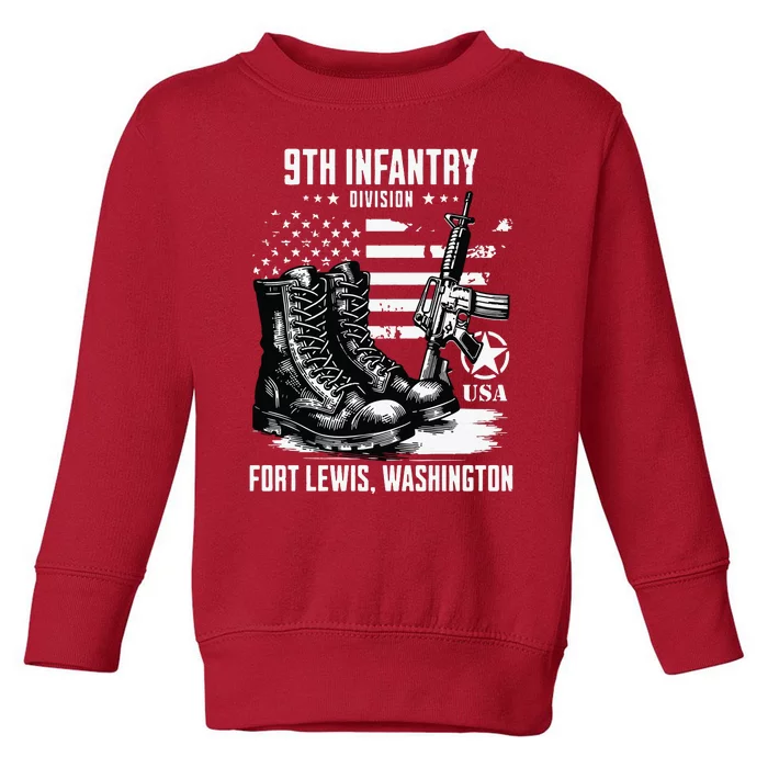 9th Infantry Division Fort Lewis Washington Military Veteran Long Sleeve Toddler Sweatshirt