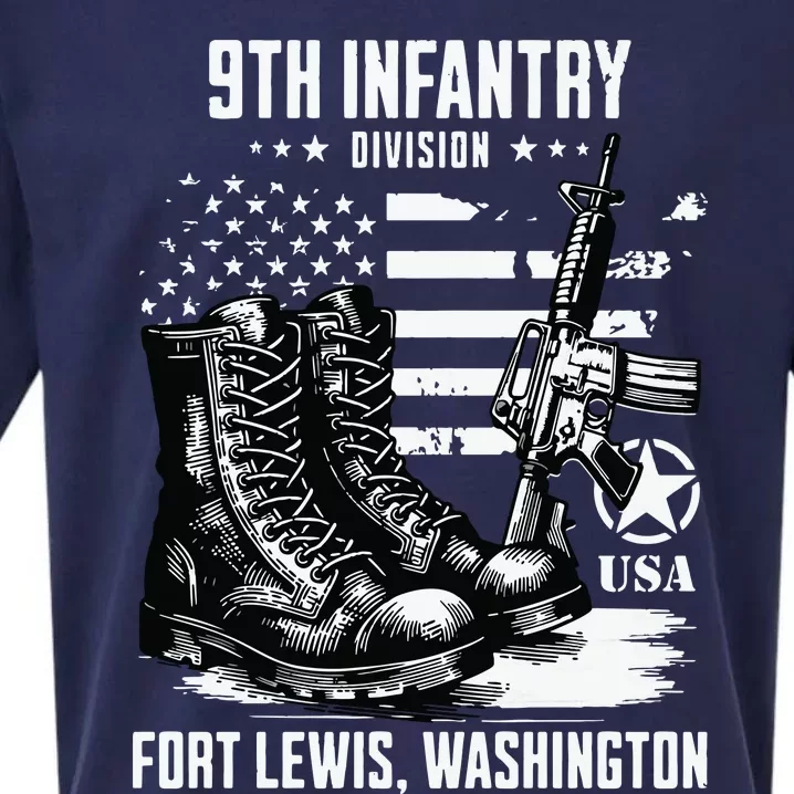 9th Infantry Division Fort Lewis Washington Military Veteran Long Sleeve Sueded Cloud Jersey T-Shirt