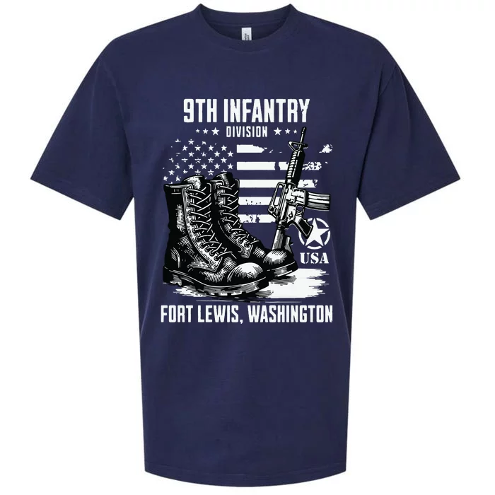 9th Infantry Division Fort Lewis Washington Military Veteran Long Sleeve Sueded Cloud Jersey T-Shirt