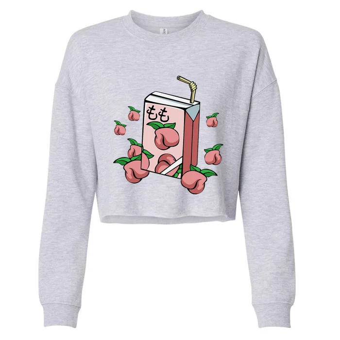 90s Japanese Aesthetic Peach Vaporwave Otaku Anime Cropped Pullover Crew