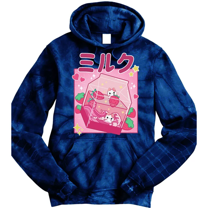 90s Kawaii Strawberry Milk Cute Women Japanese Anime Tie Dye Hoodie