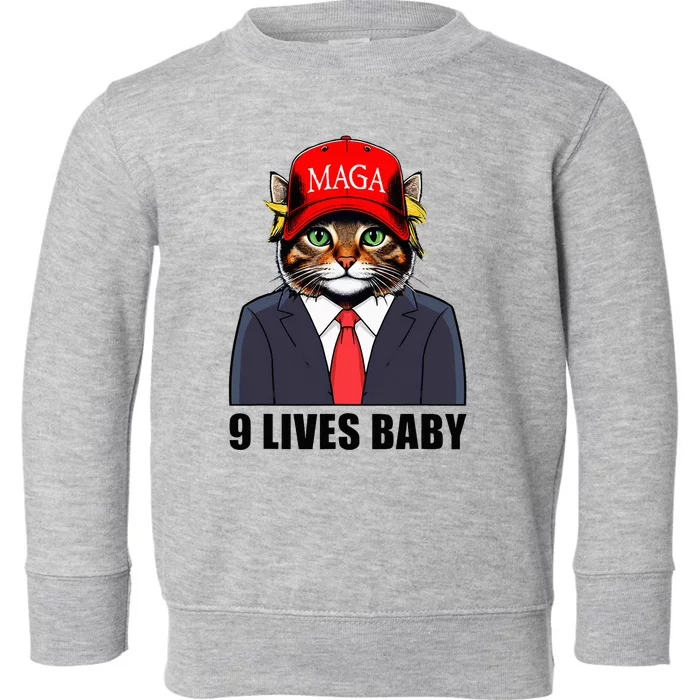 9 Lives Baby Trump 2024 You Missed Again Cat Maga Toddler Sweatshirt