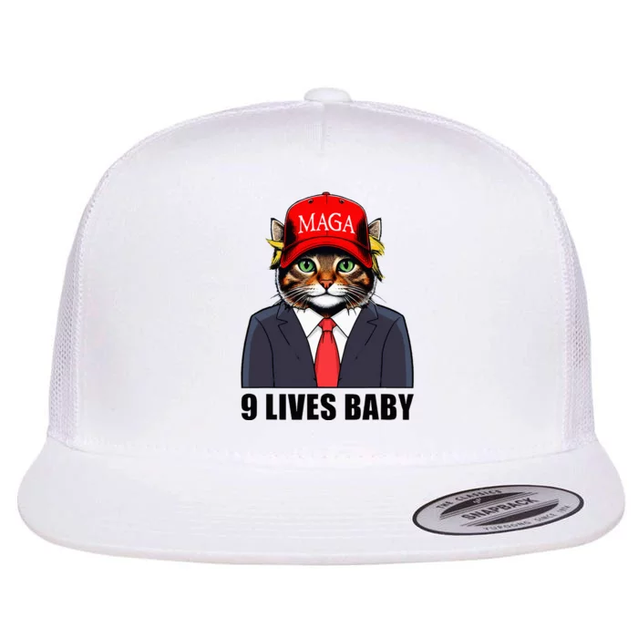 9 Lives Baby Trump 2024 You Missed Again Cat Maga Flat Bill Trucker Hat