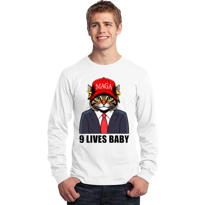 9 Lives Baby Trump 2024 You Missed Again Cat Maga Tall Long Sleeve T-Shirt