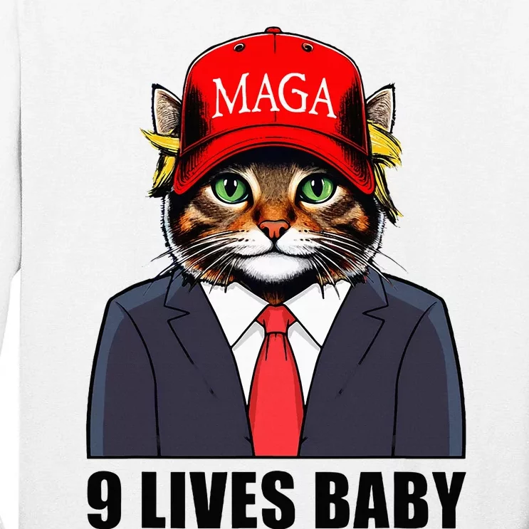 9 Lives Baby Trump 2024 You Missed Again Cat Maga Tall Long Sleeve T-Shirt