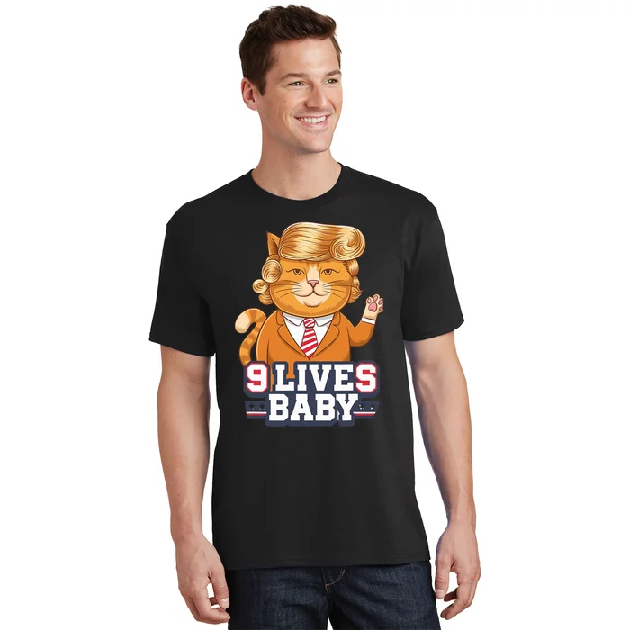 9 Lives Baby Trump Cat Funny Political Humor Design T-Shirt