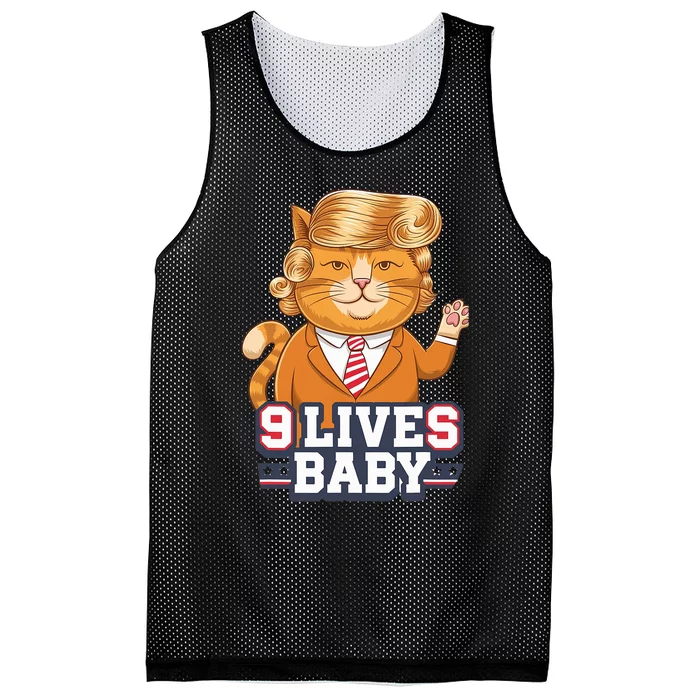 9 Lives Baby Trump Cat Funny Political Humor Design Mesh Reversible Basketball Jersey Tank