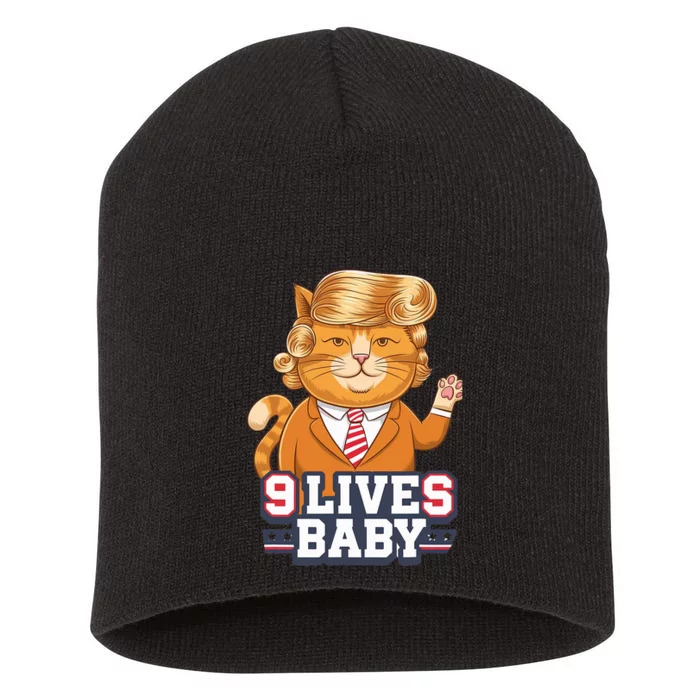 9 Lives Baby Trump Cat Funny Political Humor Design Short Acrylic Beanie