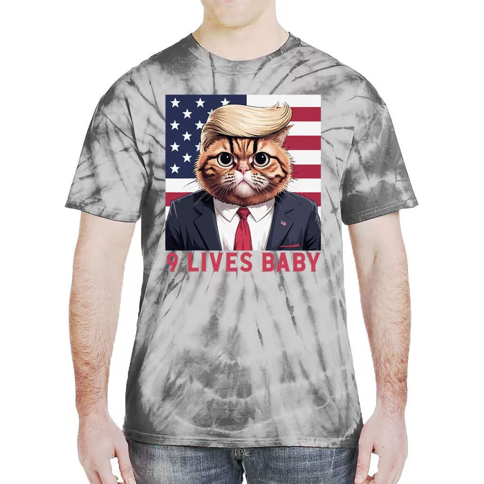 9 Lives Baby Funny Cat Trump Nine Lives Cat In Suite Tie-Dye T-Shirt