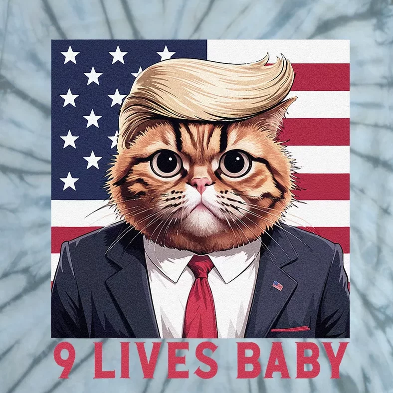 9 Lives Baby Funny Cat Trump Nine Lives Cat In Suite Tie-Dye T-Shirt