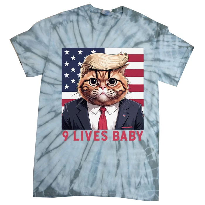 9 Lives Baby Funny Cat Trump Nine Lives Cat In Suite Tie-Dye T-Shirt