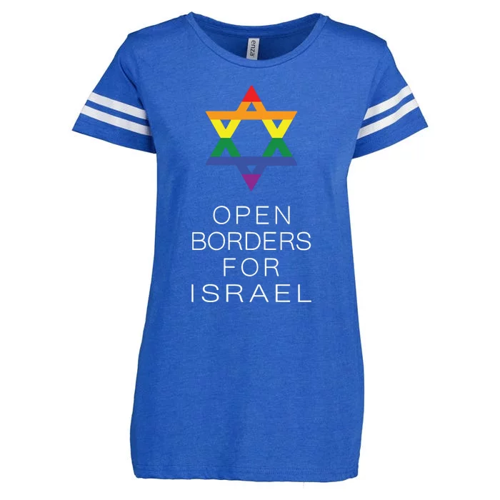 9Mmsmg Lgbtq Jewish Pride Open Borders For Israel Enza Ladies Jersey Football T-Shirt