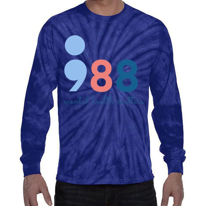 988 Mental Health Matters Suicide Prevention Awareness Tie-Dye Long Sleeve Shirt