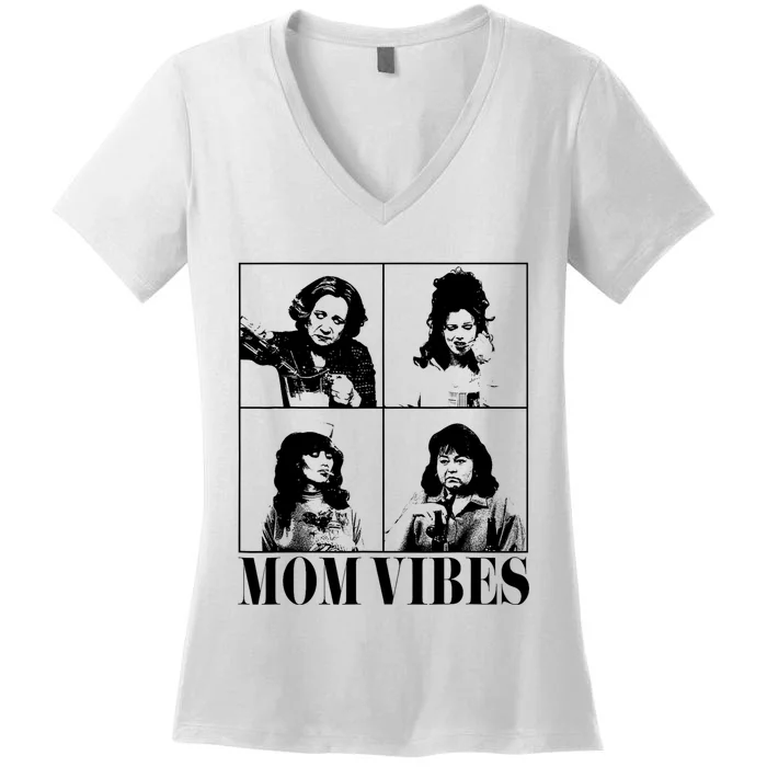 90’S Mom Vibes Vintage Funny Cool Mom Trendy MotherS Day Women's V-Neck T-Shirt