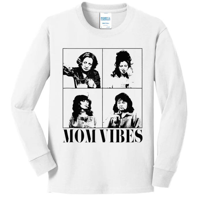 90’S Mom Vibes Vintage Funny Cool Mom Trendy MotherS Day Kids Long Sleeve Shirt