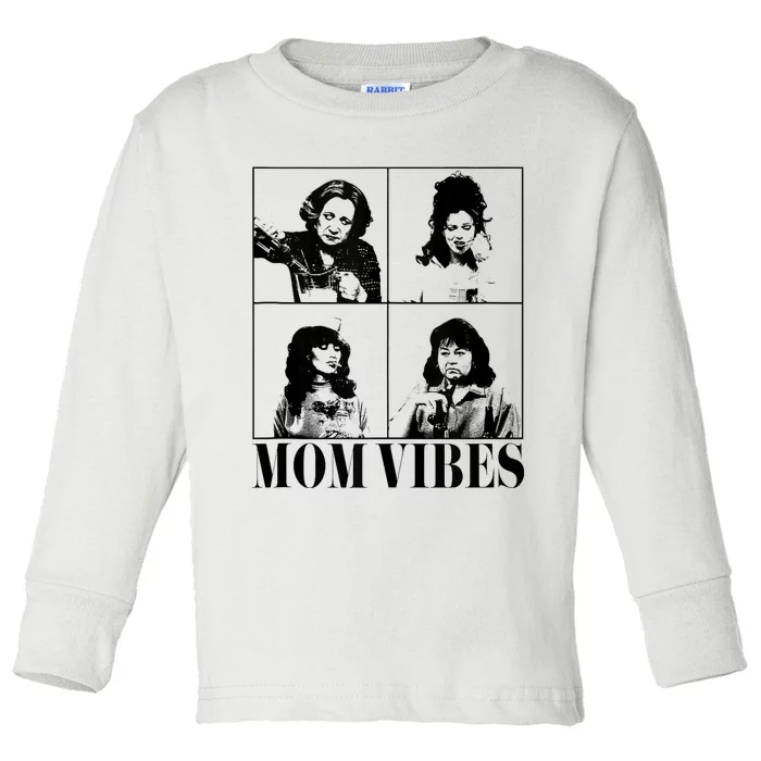 90’S Mom Vibes Vintage Funny Cool Mom Trendy MotherS Day Toddler Long Sleeve Shirt