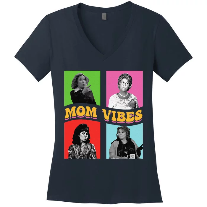 90’S Mom Vibes Vintage Retro Funny New Mom Life Mother Day Women's V-Neck T-Shirt