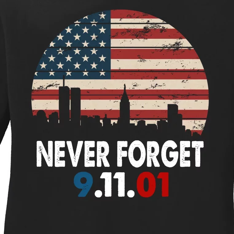 9.11.01 Never Forget 20th Anniversary Ladies Long Sleeve Shirt