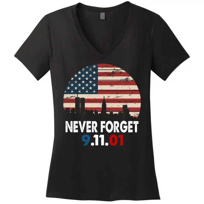 9.11.01 Never Forget 20th Anniversary Women's V-Neck T-Shirt